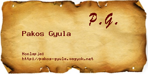 Pakos Gyula névjegykártya